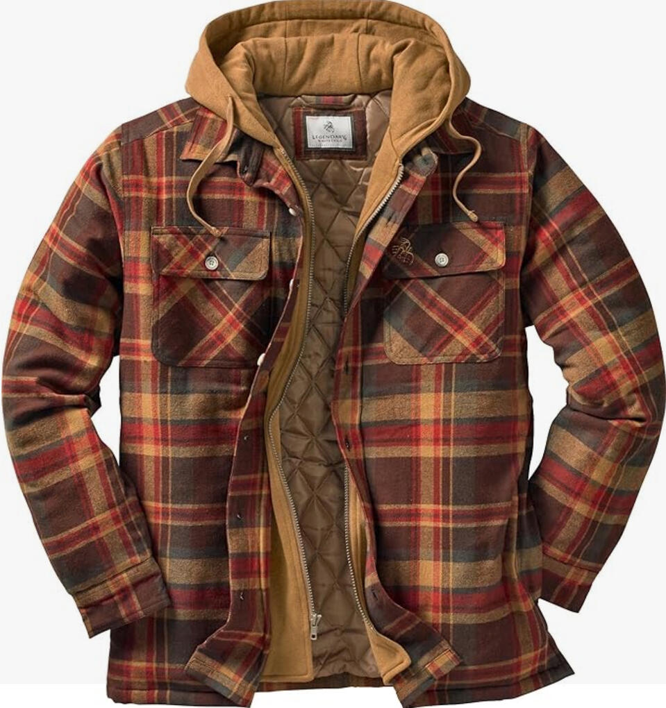 Hooded Plaid Flannel Quilted Shirt Jacket ➥